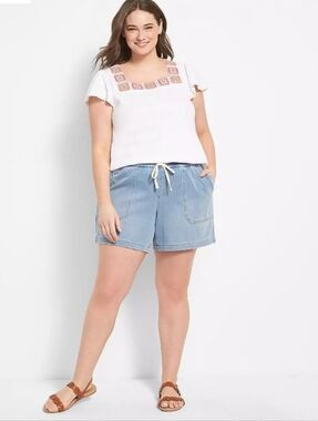 Lane Bryant Light Blue Denim Pull-On Shorts Size 22 NWOT